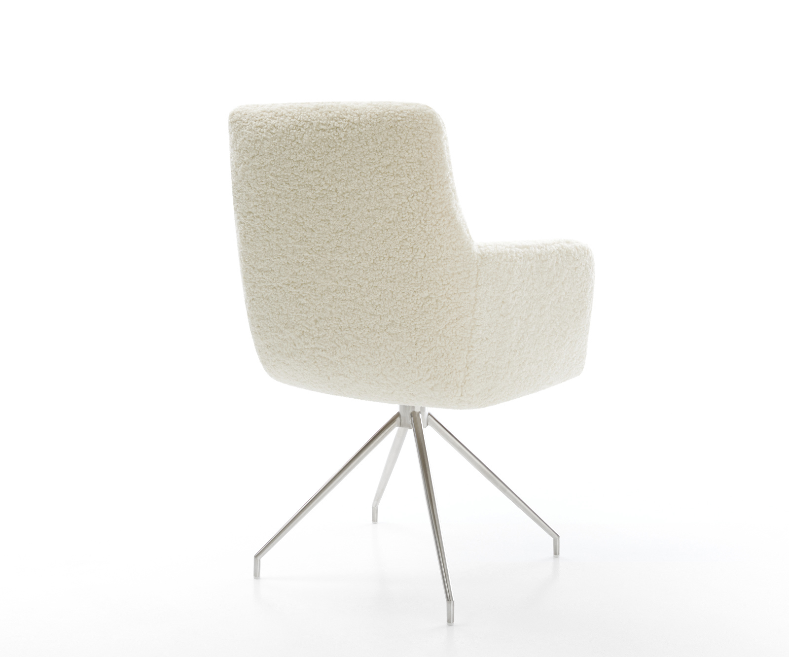 Étkezőszék Heira-Flex karfás teddy szövet bézs kúpos rozsdamentes acél kereszt láb zsákrugós - Image 5