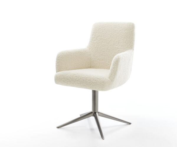 Étkezőszék Heira-Flex karfás teddy szövet bézs kereszt láb grafit 360° forgatható billenő zsákrugós matrac