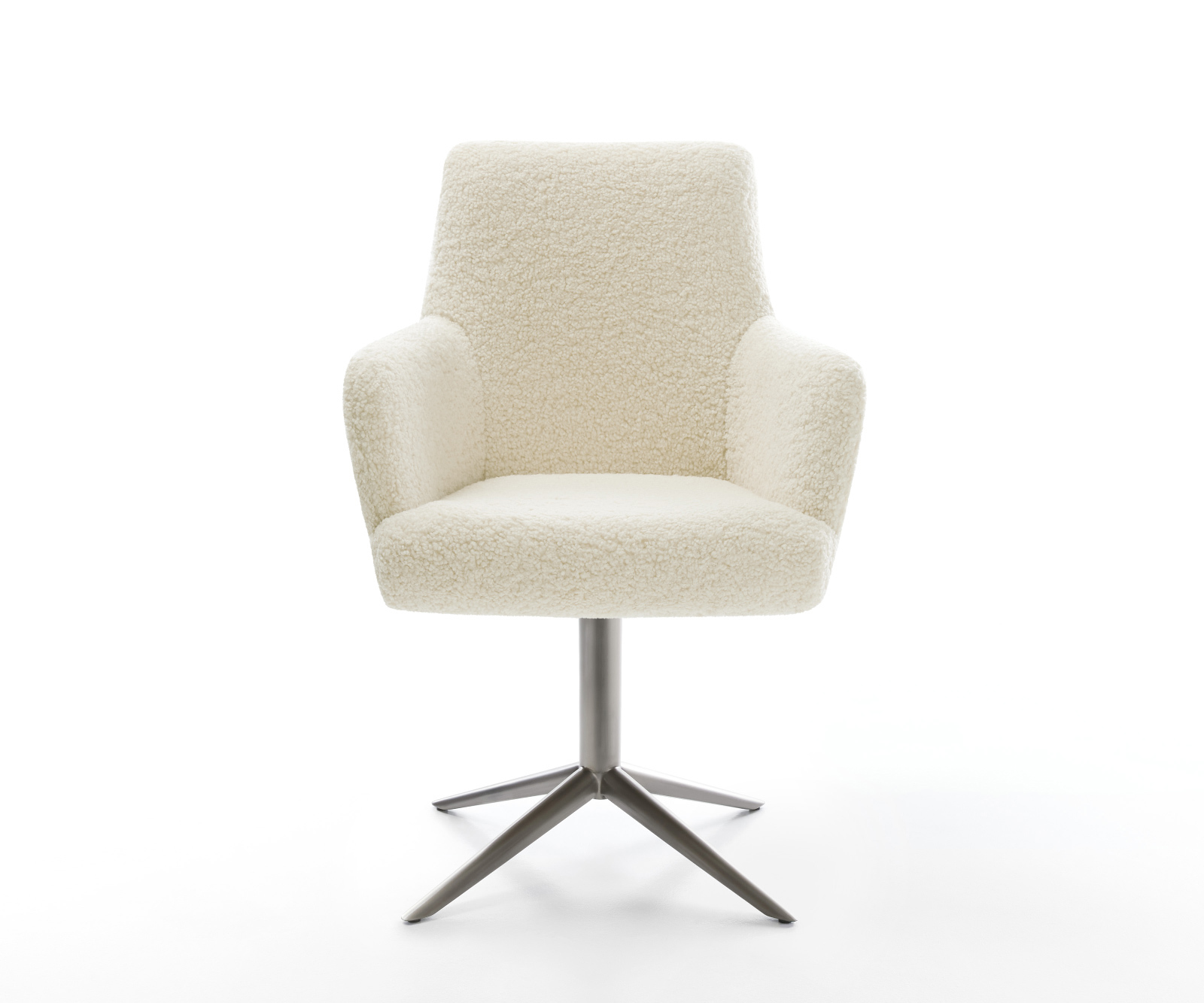 Étkezőszék Heira-Flex karfás teddy szövet bézs kereszt láb grafit 360° forgatható billenő zsákrugós matrac - Image 2