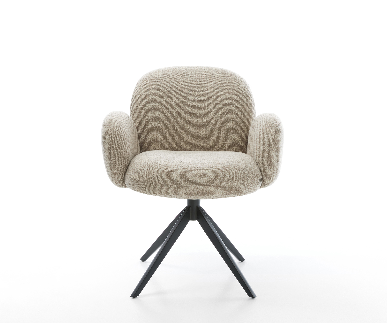 Étkezőszék Nube-Flex karfás szövetszövet puha bézs kereszt láb széles fekete 360° forgatható billenő zsákrugós matrac - Image 2