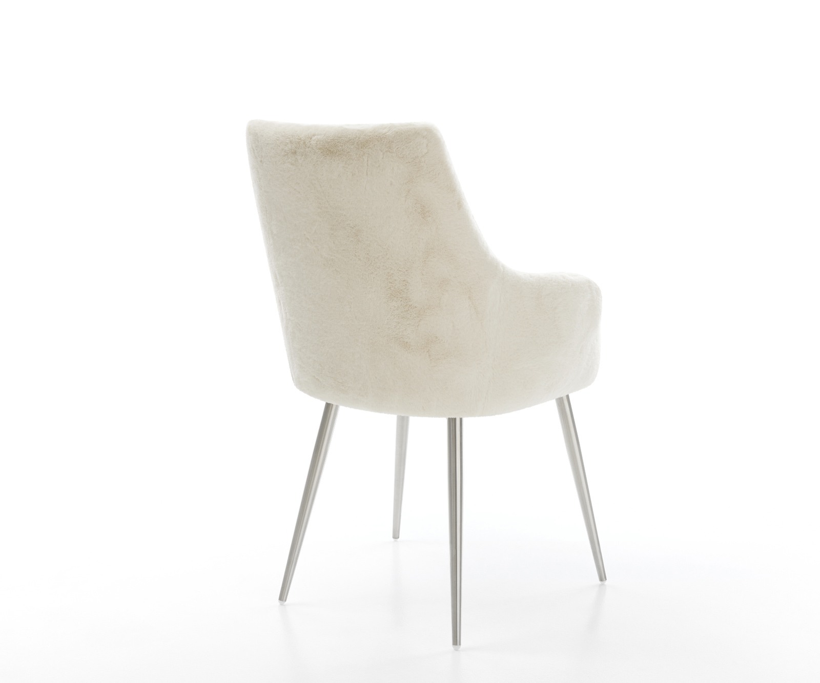 Étkezőszék Alja-Flex karfás plüss krémfehér 4 lábú kúpos rozsdamentes acél zsákrugós - Image 5