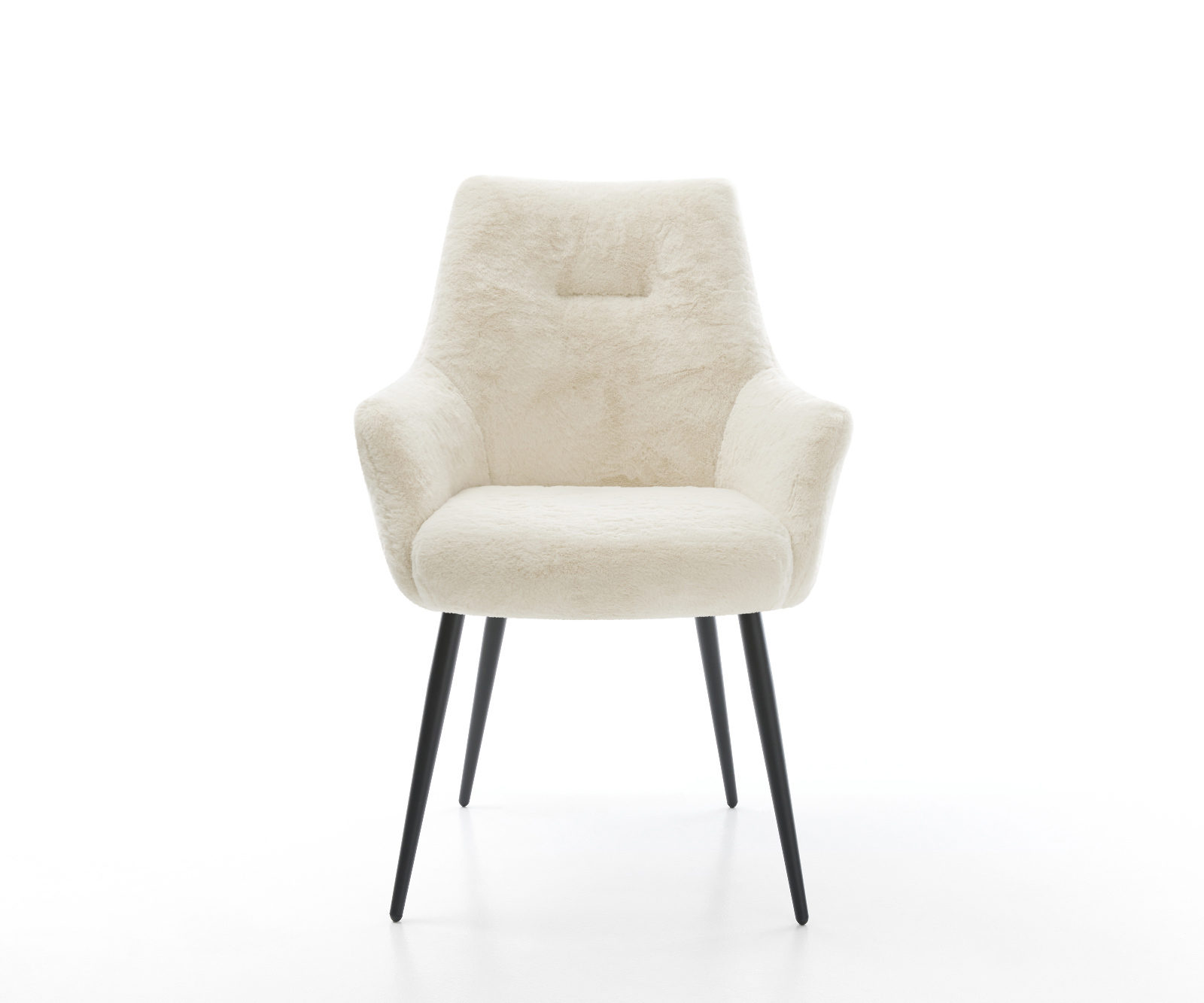 Étkezőszék Alja-Flex karfás plüss krémfehér 4 lábas kúpos fekete zsákrugós - Image 2