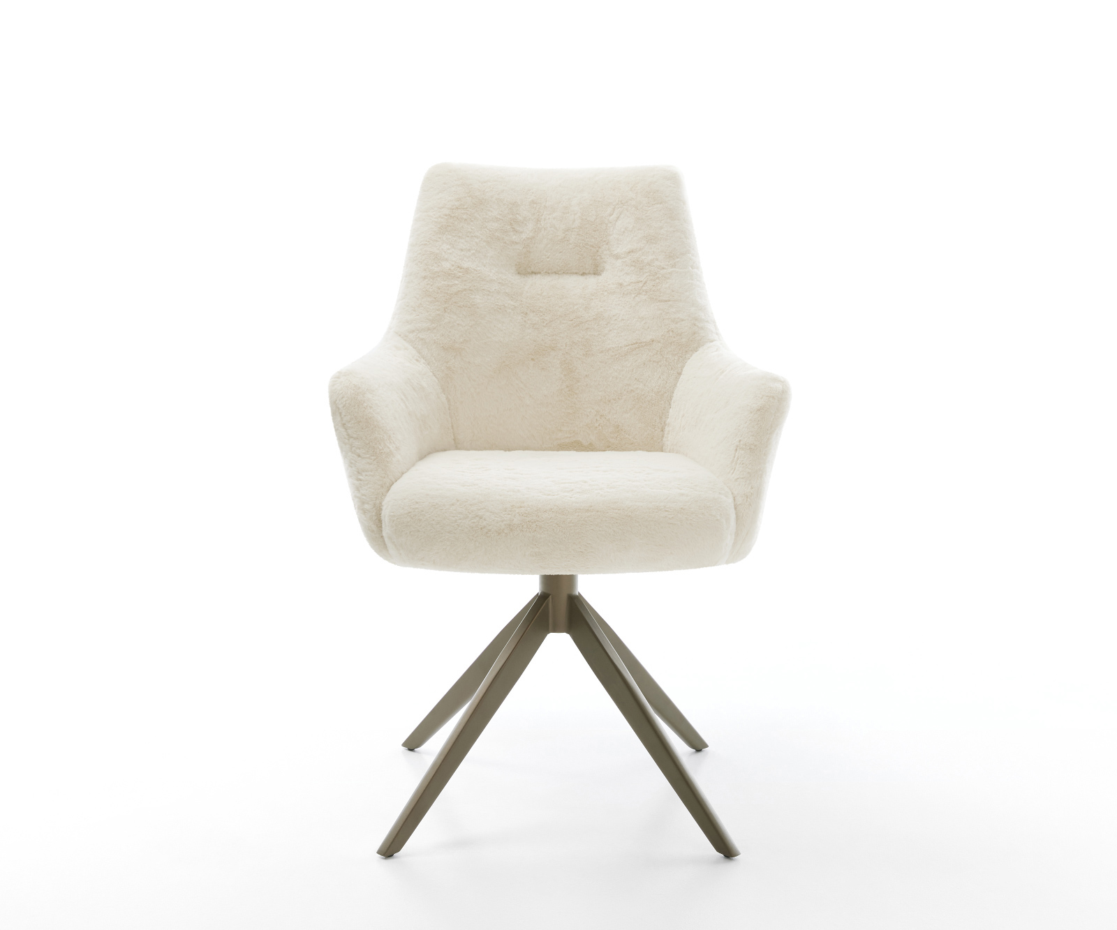 Étkezőszék Alja-Flex karfás plüss krémfehér kereszt láb széles titán színű 360° forgatható billenő zsákrugós - Image 2