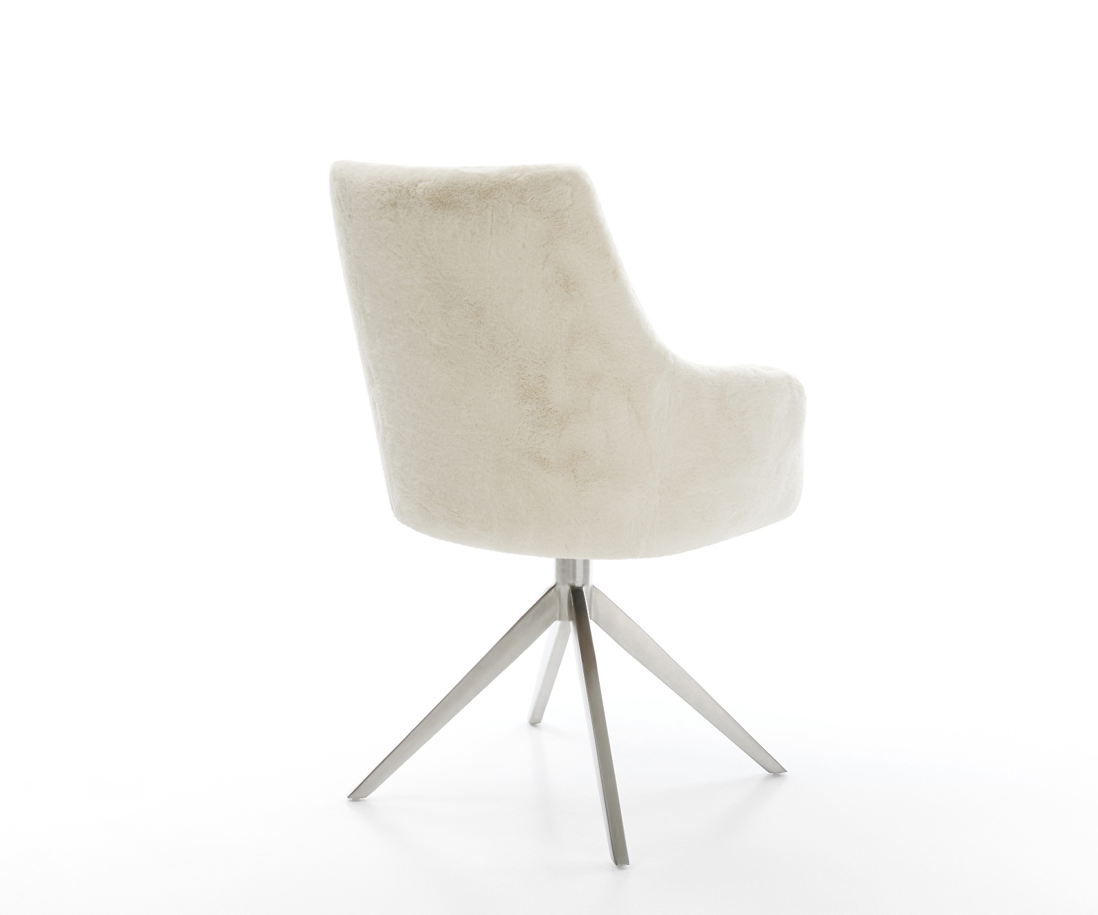 Étkezőszék Alja-Flex karfás plüss krémfehér kereszt láb széles rozsdamentes acél 360° forgatható billenő funkció zsákrugós - Image 5