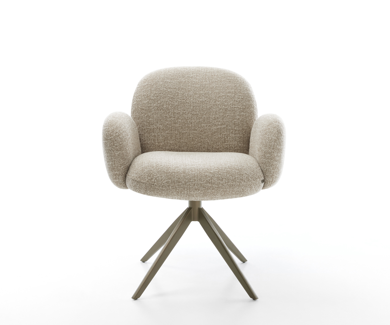 Étkezőszék Nube-Flex karfás szövetszövet puha bézs kereszt láb széles titán színű 360° forgatható billenő zsákrugós matrac - Image 2