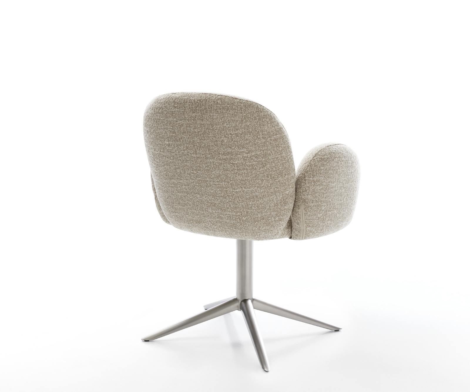 Étkezőszék Nube-Flex karfás szövetszövet puha bézs rozsdamentes acél kereszt láb 360° forgatható billenő zsákrugós matrac - Image 5