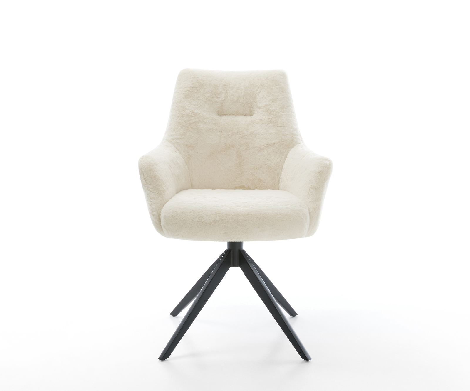 Étkezőszék Alja-Flex karfás plüss krémfehér kereszt láb széles fekete 360° forgatható billenő zsákrugós - Image 2