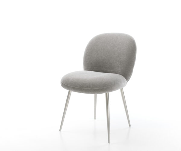 Étkezőszék Nube-Flex strukturált szövet puha szürke 4 láb kúpos rozsdamentes acél zsákrugó