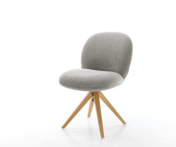 Étkezőszék Nube-Flex strukturált szövet puha szürke fa láb szögletes természetes 180° forgatható zsákrugós matrac