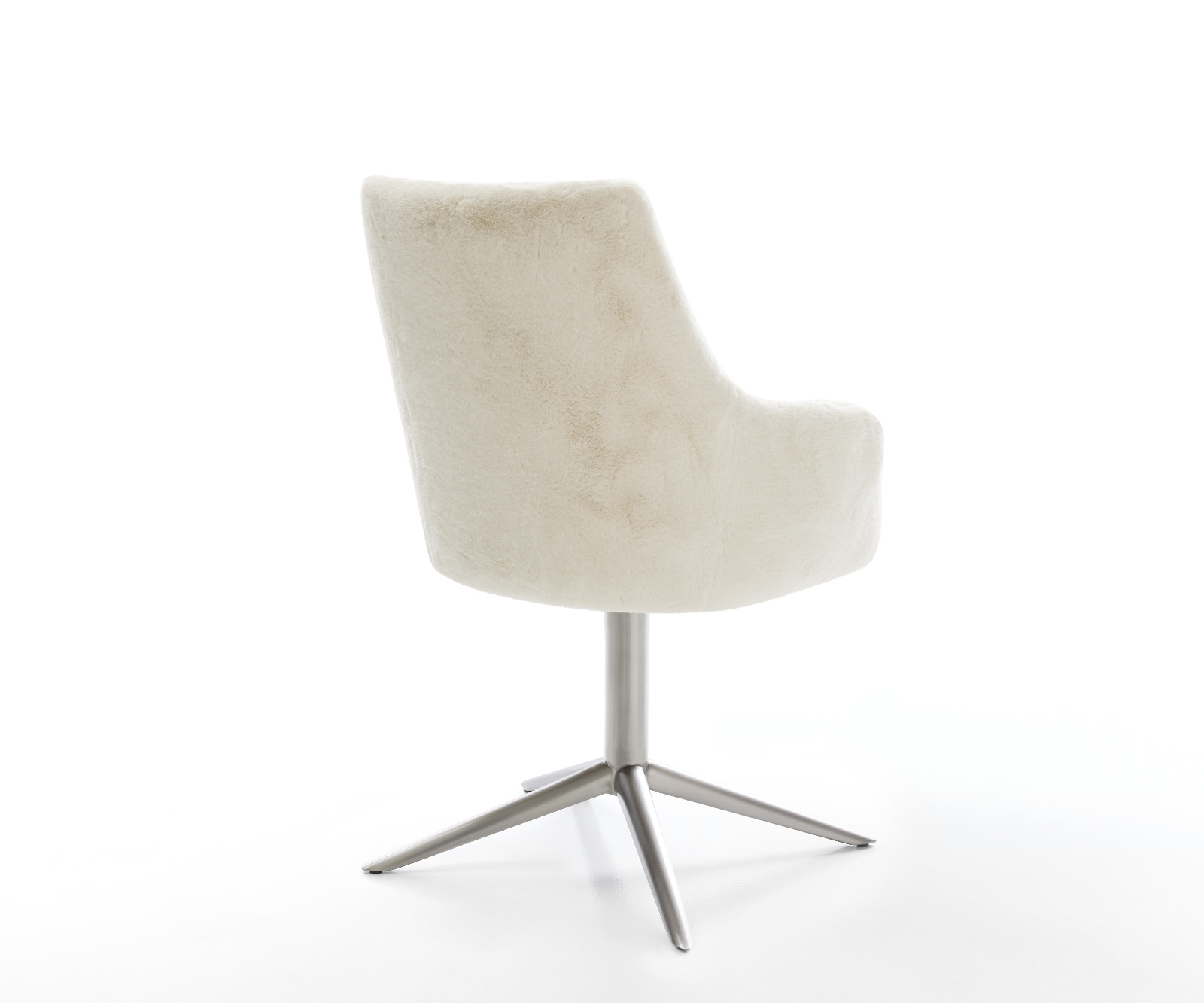 Étkezőszék Alja-Flex karfás plüss krémfehér kereszt láb rozsdamentes acél 360° forgatható billenő zsákrugó - Image 5