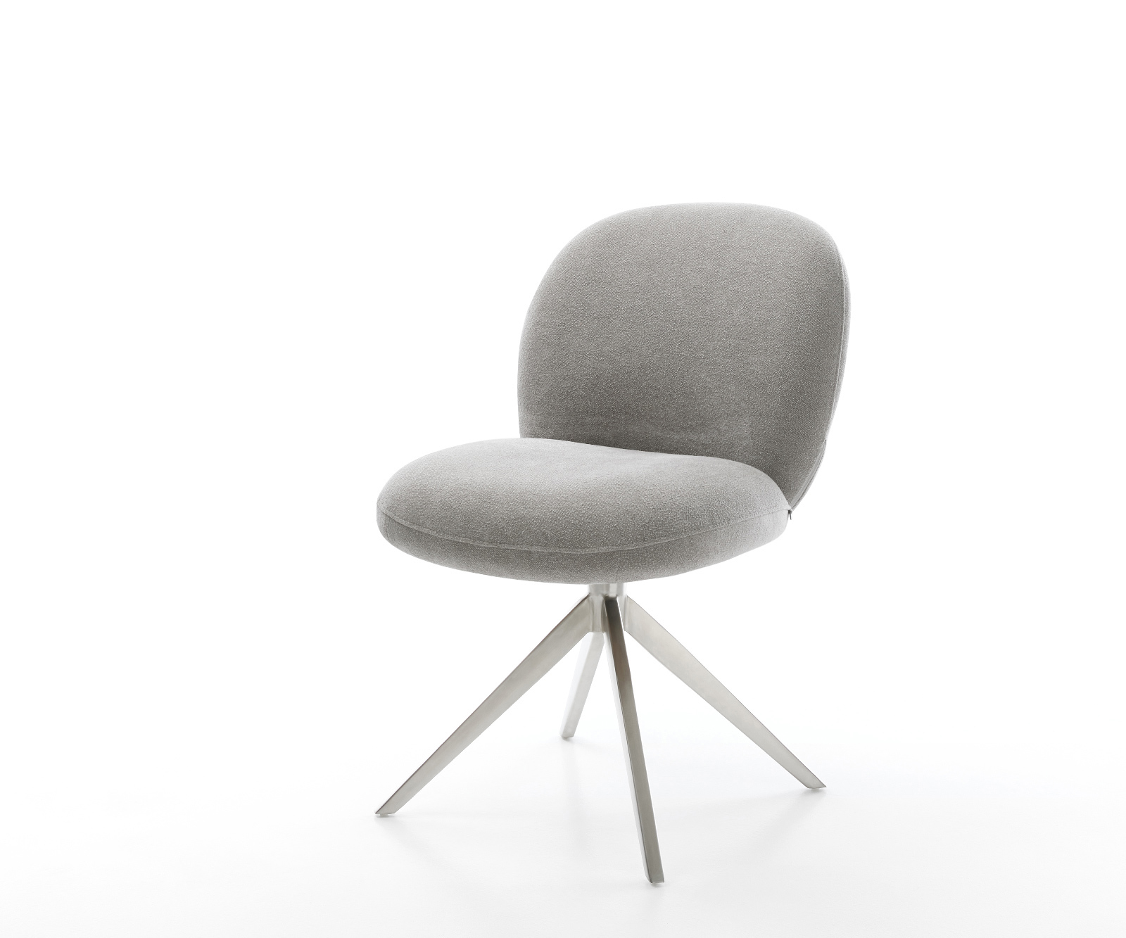 Étkezőszék Nube-Flex strukturált szövet puha szürke kereszt láb széles rozsdamentes acél 360°-ban forgatható billenő funkció zsákrugós matrac