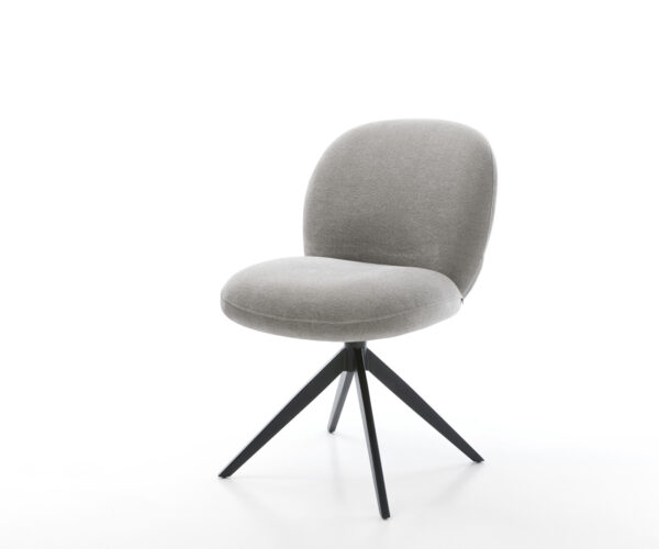 Étkezőszék Nube-Flex strukturált szövet puha szürke kereszt láb széles fekete 360° forgatható billenő zsákrugós matrac