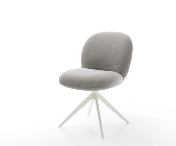 Étkezőszék Nube-Flex strukturált szövet puha szürke kereszt láb széles fehér 360° forgatható billenő zsákrugó