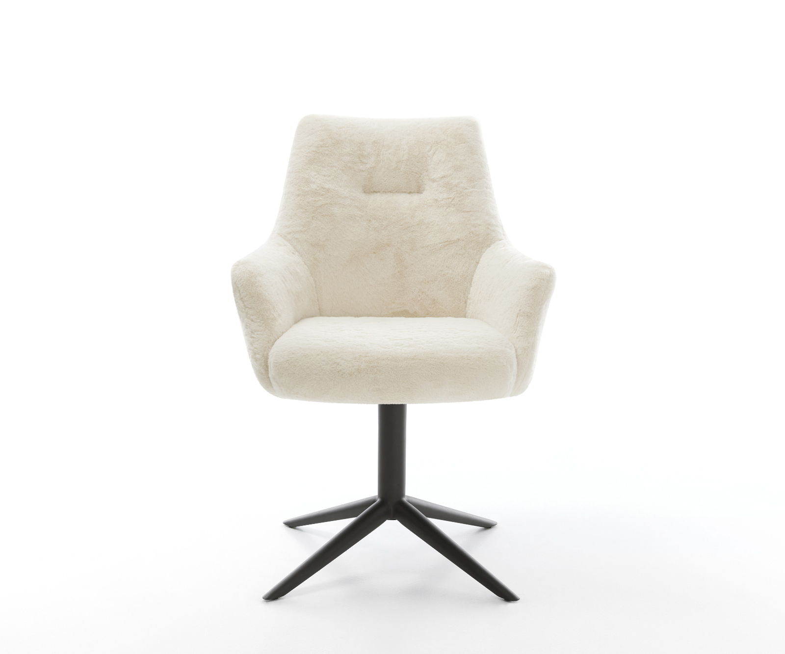 Étkezőszék Alja-Flex karfás plüss krémfehér fekete kereszt láb 360° forgatható billenő zsákrugós - Image 2