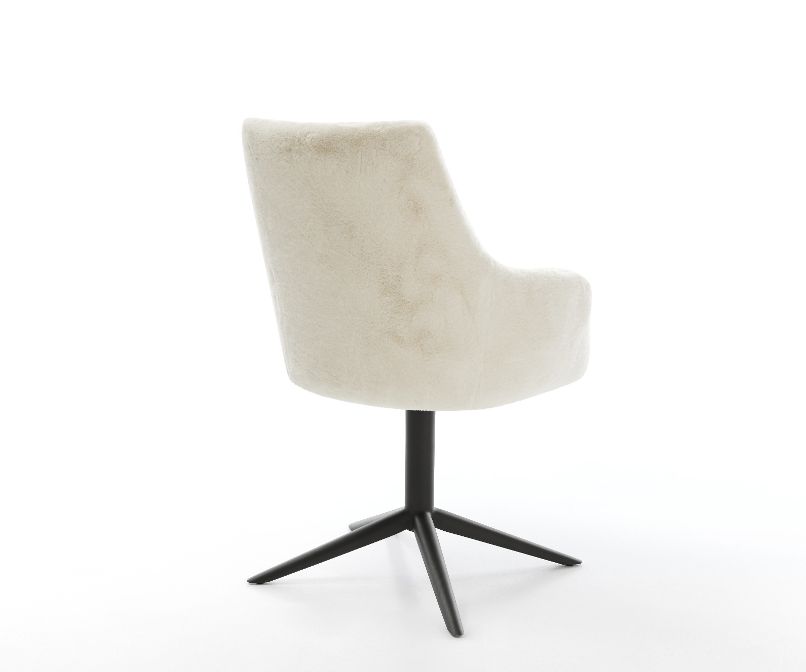 Étkezőszék Alja-Flex karfás plüss krémfehér fekete kereszt láb 360° forgatható billenő zsákrugós - Image 5