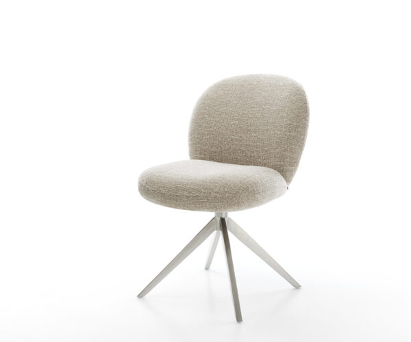 Étkezőszék Nube-Flex szövött szövet puha bézs kereszt láb széles rozsdamentes acél 360° forgatható billenő zsákrugó