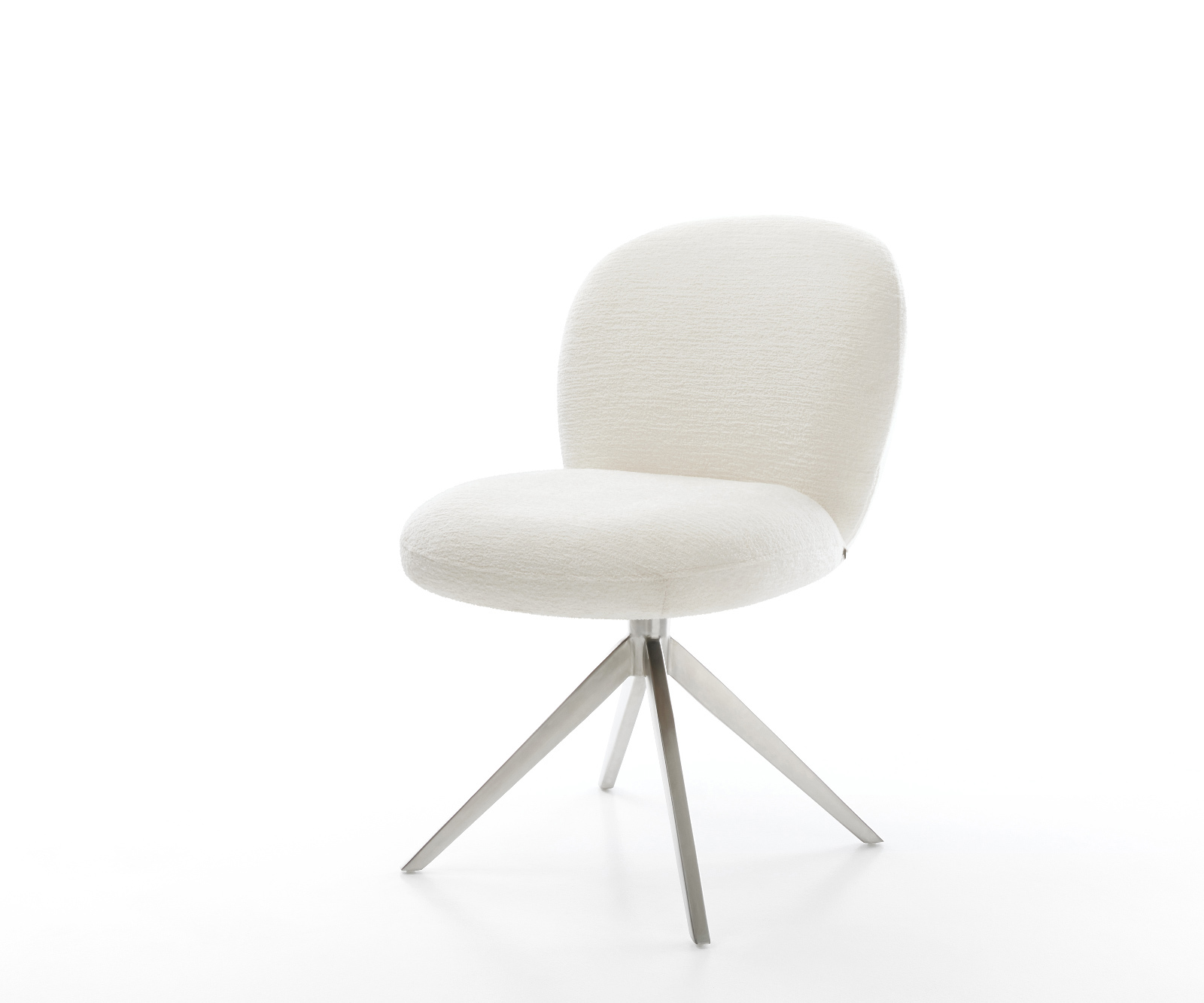 Étkezőszék Nube-Flex bouclé puha bézs kereszt láb széles rozsdamentes acél 360° forgatható billenő zsákrugó