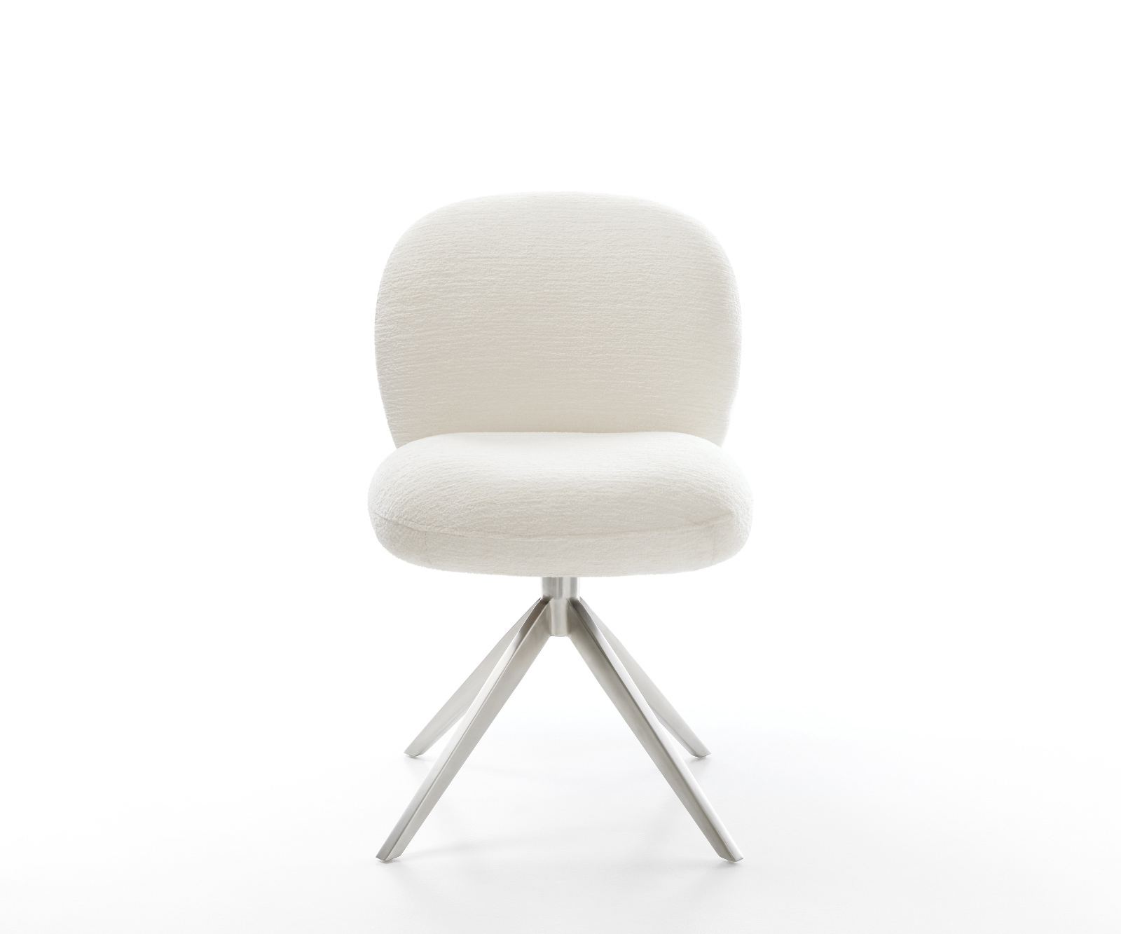 Étkezőszék Nube-Flex bouclé puha bézs kereszt láb széles rozsdamentes acél 360° forgatható billenő zsákrugó - Image 2