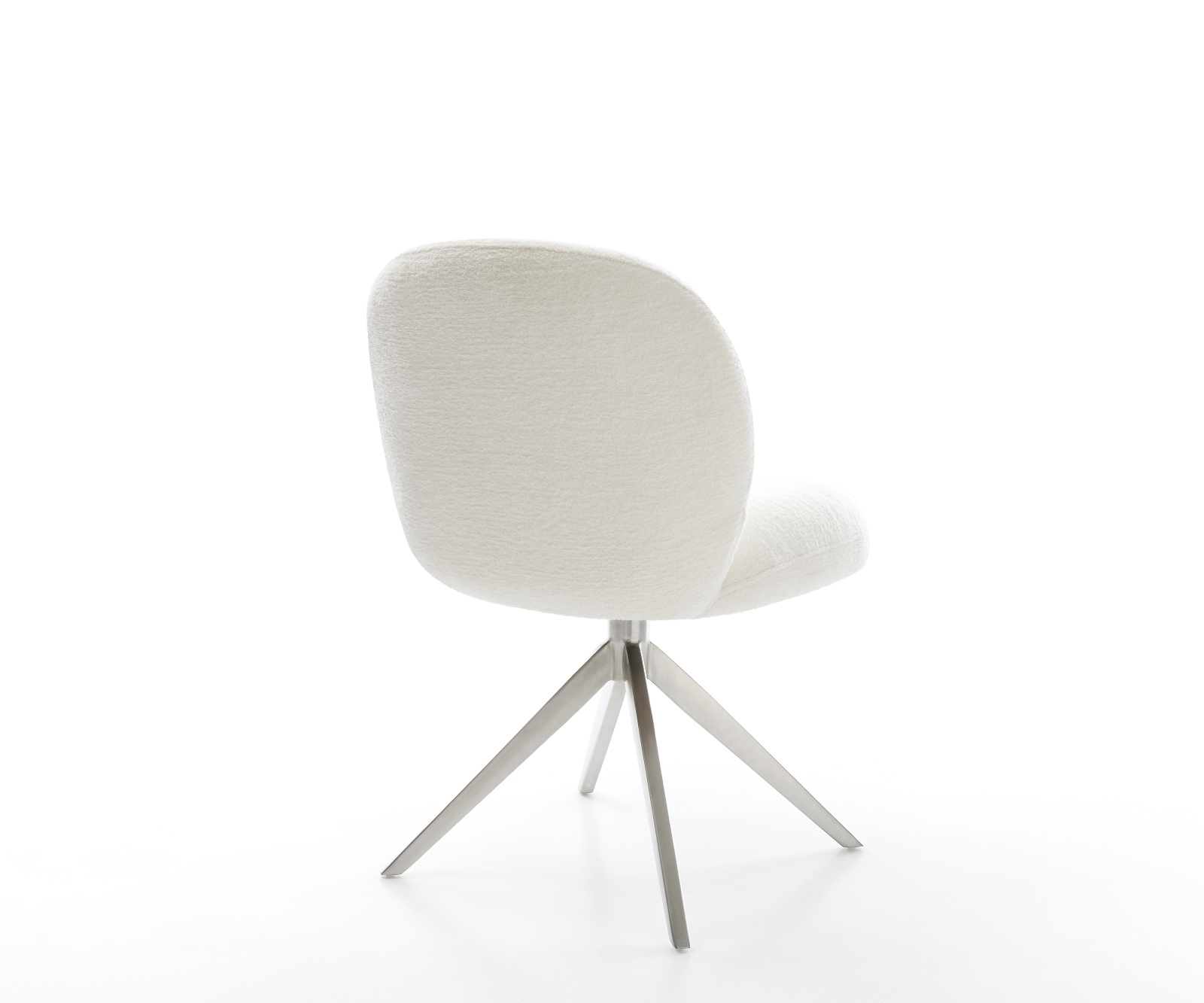 Étkezőszék Nube-Flex bouclé puha bézs kereszt láb széles rozsdamentes acél 360° forgatható billenő zsákrugó - Image 5