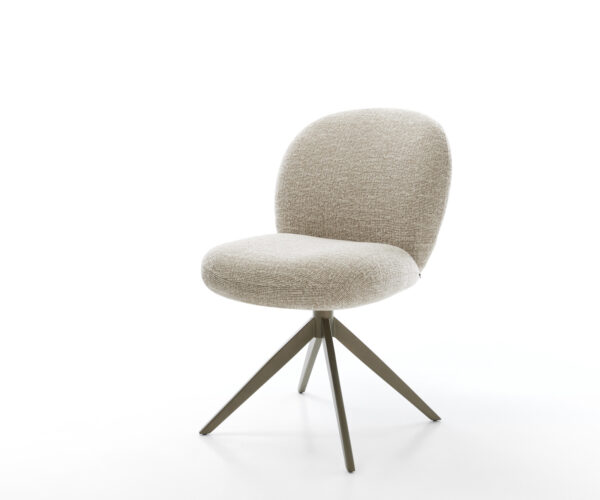 Étkezőszék Nube-Flex szövött szövet puha bézs kereszt láb széles titán színű 360° forgatható billenő zsákrugós matrac