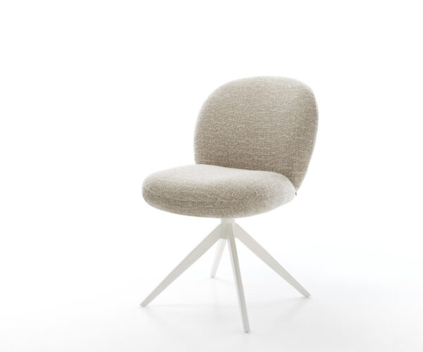 Étkezőszék Nube-Flex szövött szövet puha bézs kereszt láb széles fehér 360° forgatható billenő zsákrugós matrac