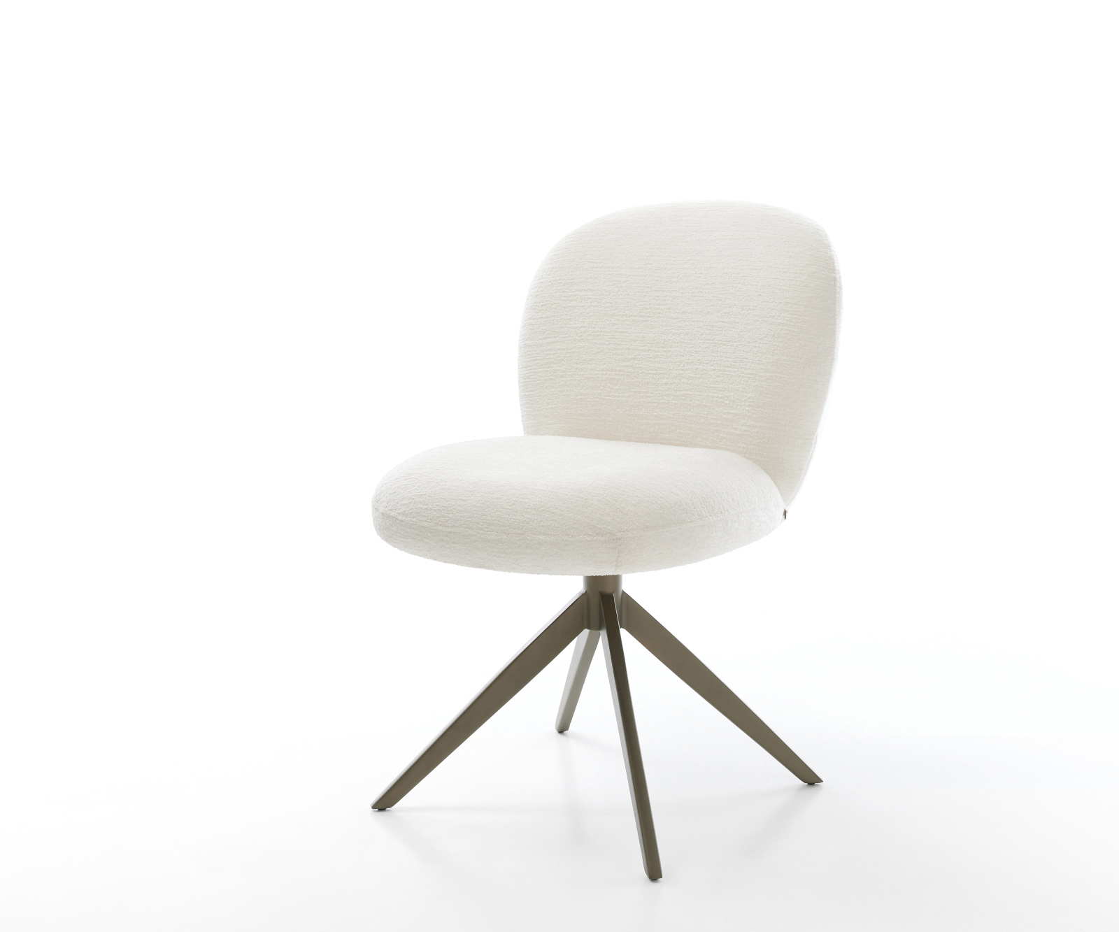 Étkezőszék Nube-Flex bouclé puha bézs kereszt láb széles titánszínű hatás 360°-ban forgatható billenő zsákrugós matrac