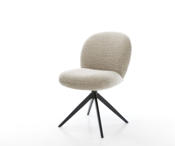 Étkezőszék Nube-Flex szövött szövet puha bézs kereszt láb széles fekete 360°-ban forgatható billenő zsákrugós matrac