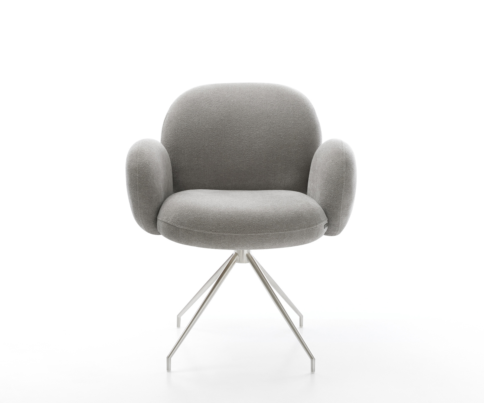 Étkezőszék Nube-Flex karfás strukturált szövet puha szürke kereszt láb kúpos rozsdamentes acél zsákrugós - Image 2