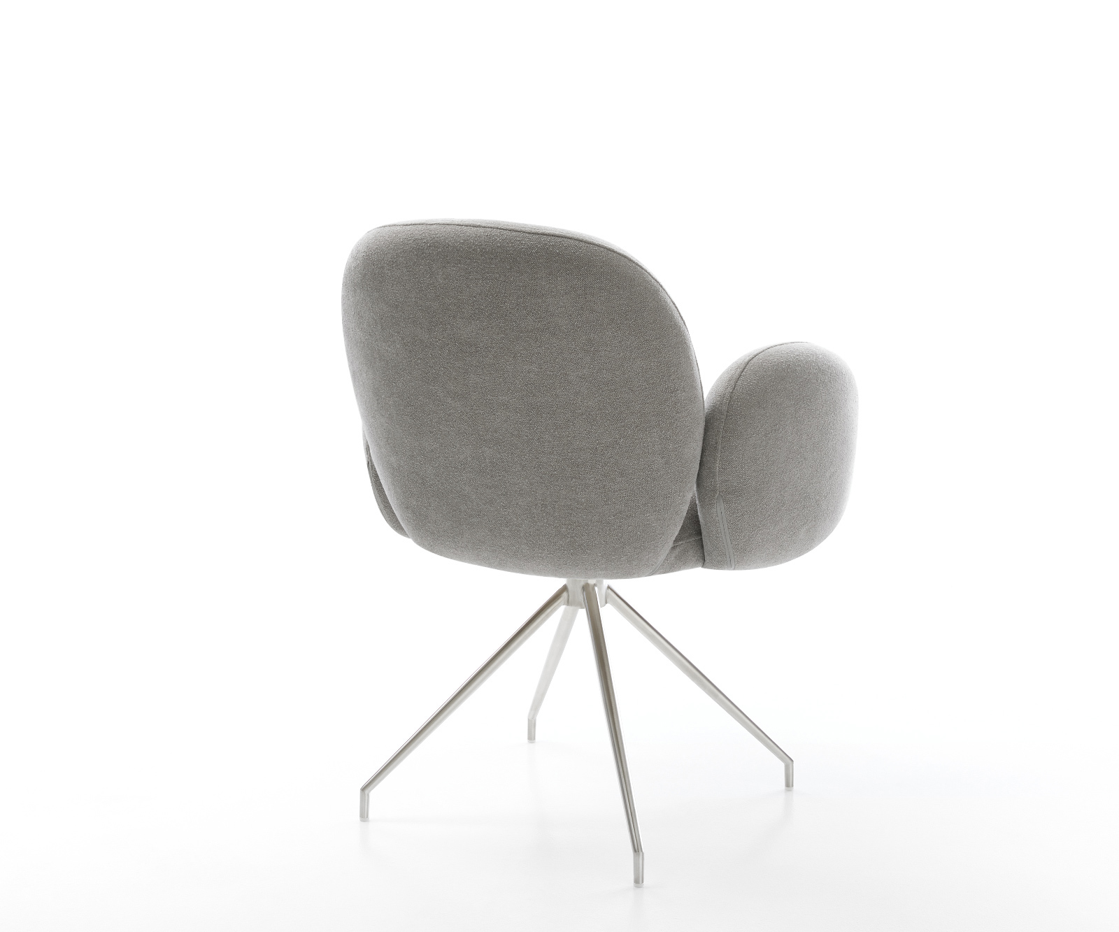 Étkezőszék Nube-Flex karfás strukturált szövet puha szürke kereszt láb kúpos rozsdamentes acél zsákrugós - Image 5