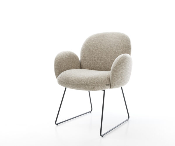 Étkezőszék Nube-Flex karfás mikroszálas puha bézs vékony láb fekete zsákrugós