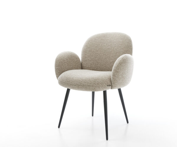 Étkezőszék Nube-Flex karfás szövetszövet puha bézs 4 láb kúpos fekete zsákrugós