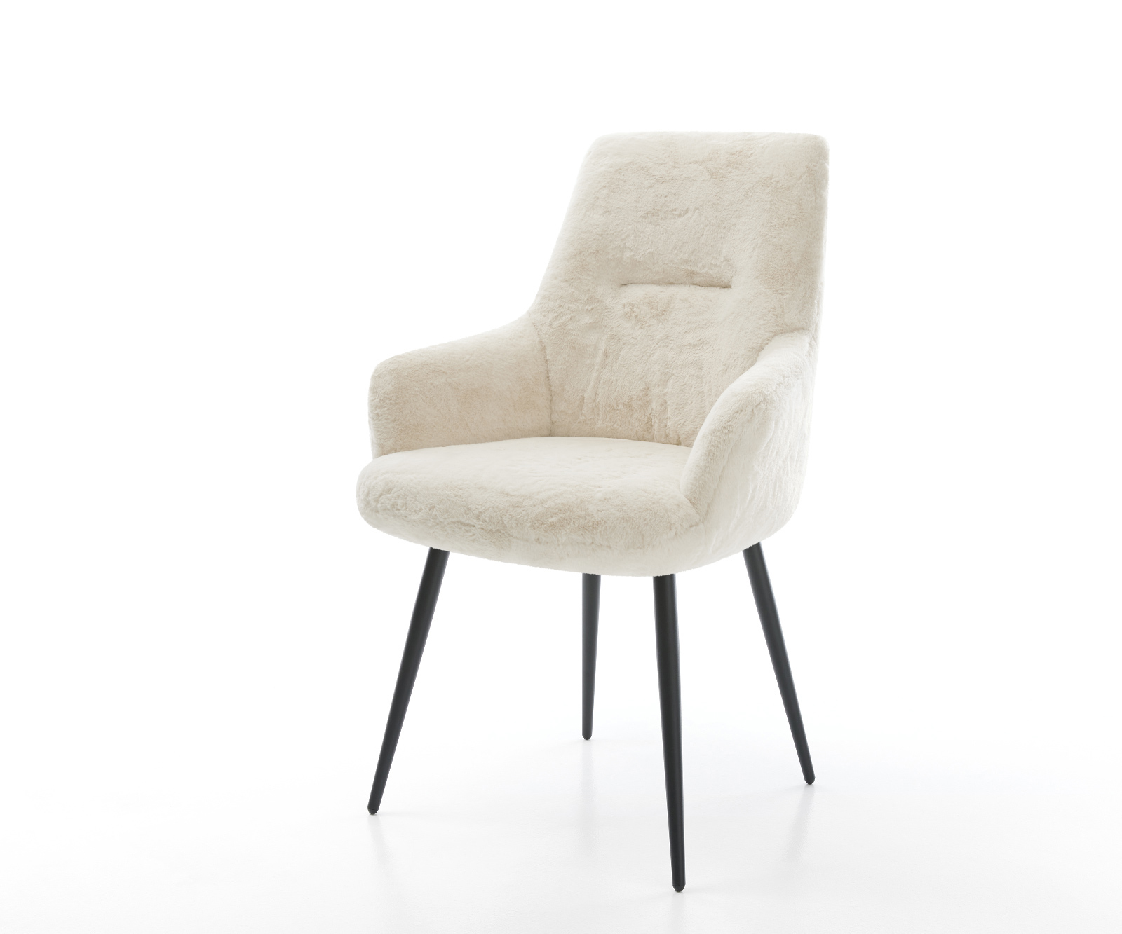 Étkezőszék Zelia-Flex karfás plüss krémfehér 4 lábas kúpos fekete zsákrugós