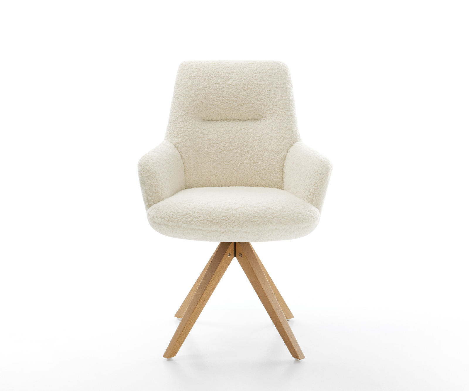 Étkezőszék Zelia-Flex karfás teddy szövet bézs fa láb szögletes természetes 180° forgatható zsákrugós - Image 2