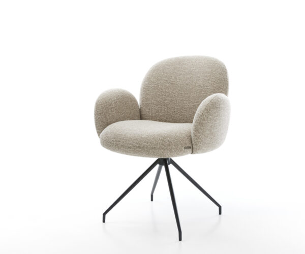 Étkezőszék Nube-Flex karfás szövetszövet puha bézs kereszt láb kúpos fekete zsákrugó