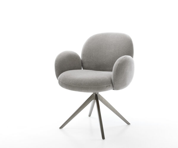 Étkezőszék Nube-Flex kárpitozott karfás strukturált szövet puha szürke kereszt láb széles grafit 360° forgatható billenő zsákrugós matrac