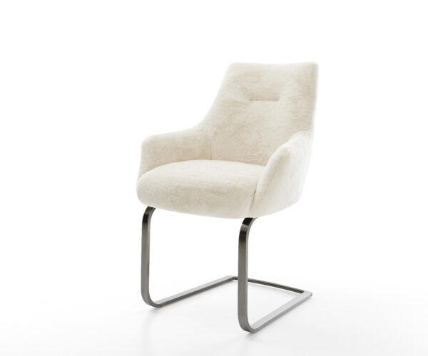 Étkezőszék Alja-Flex karfás plüss krémfehér lapos antracit zsákrugós étkezőszék