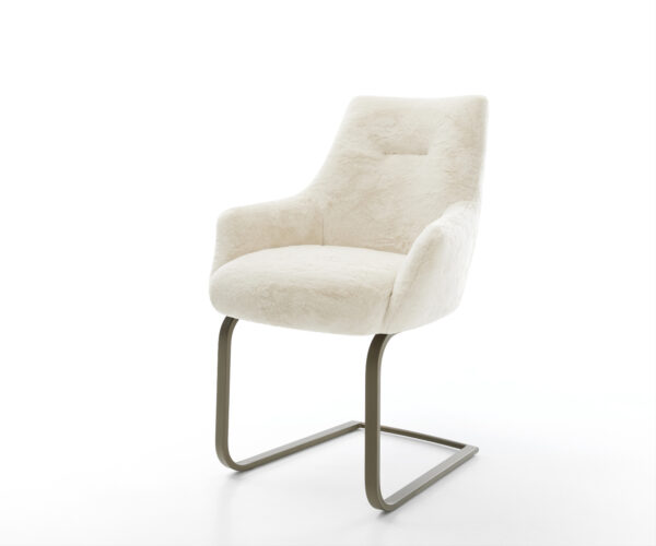 Étkezőszék Alja-Flex karfás plüss krémfehér étkezőszék lapos titán színű hatású zsákrugós