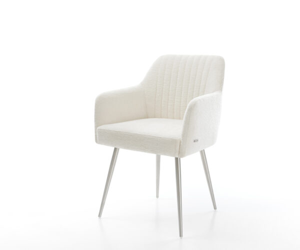 Étkezőszék Greg-Flex bouclé puha bézs 4 láb kúpos rozsdamentes acél zsákrugó