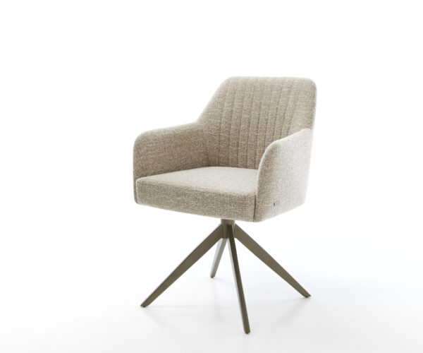 Étkezőszék Greg-Flex szövött szövet puha bézs kereszt láb széles titán színű 360°-ban forgatható billenő zsákrugós matrac