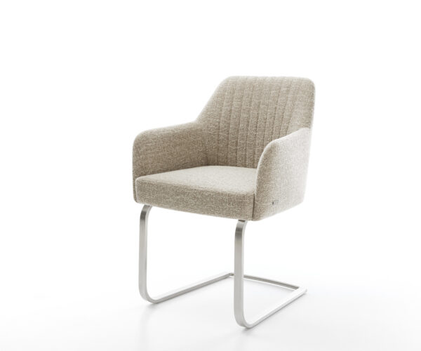 Étkezőszék Greg-Flex szövött szövet puha bézs konzolos lapos rozsdamentes acél zsákrugó