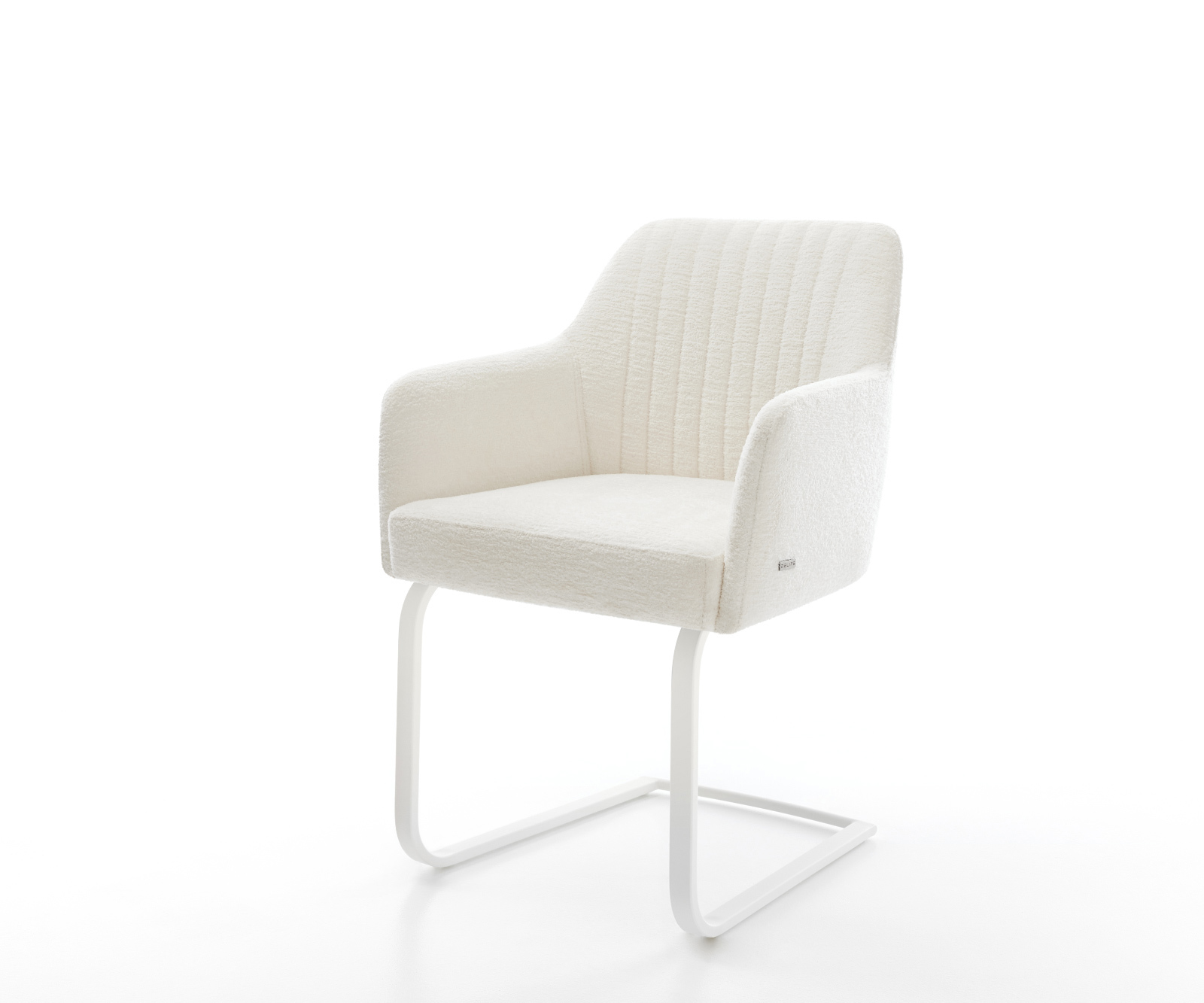 Étkezőszék Greg-Flex bouclé puha bézs konzolos lapos fehér zsákrugó