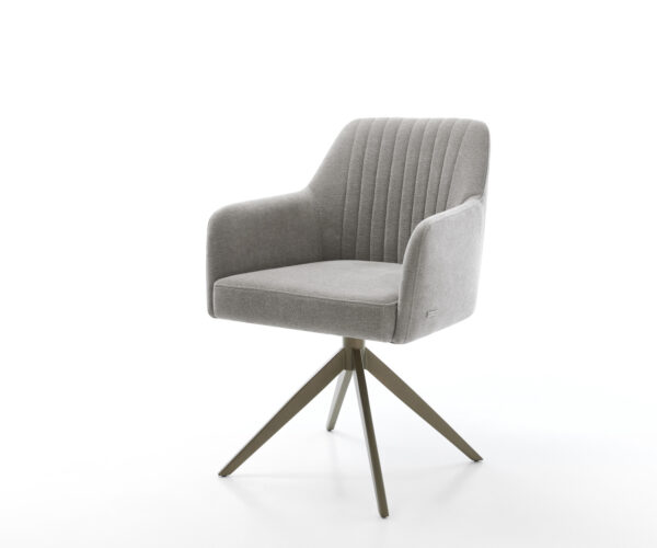 Étkezőszék Greg-Flex strukturált szövet puha szürke kereszt láb széles titán színű 360° forgatható billenő zsákrugós matrac