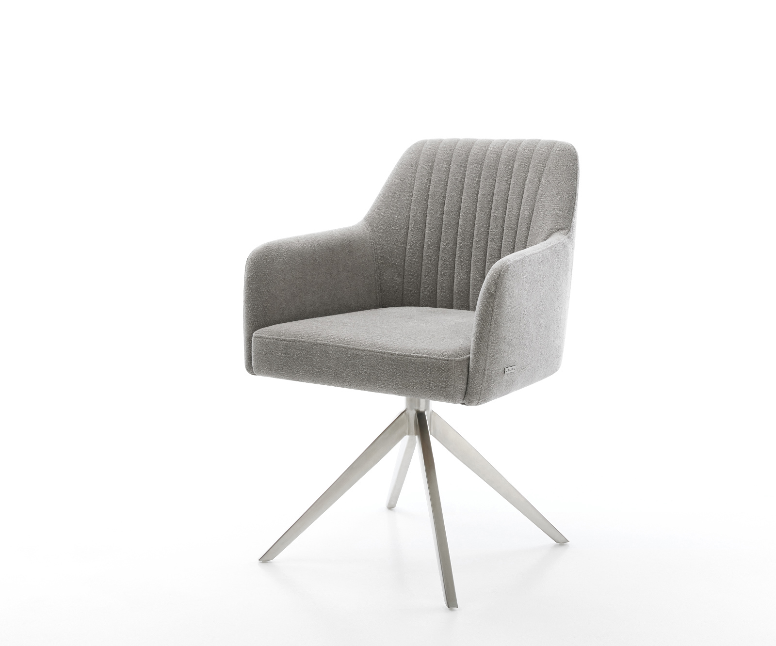 Étkezőszék Greg-Flex strukturált szövet puha szürke kereszt láb széles rozsdamentes acél 360° forgatható billenő zsákrugós matrac