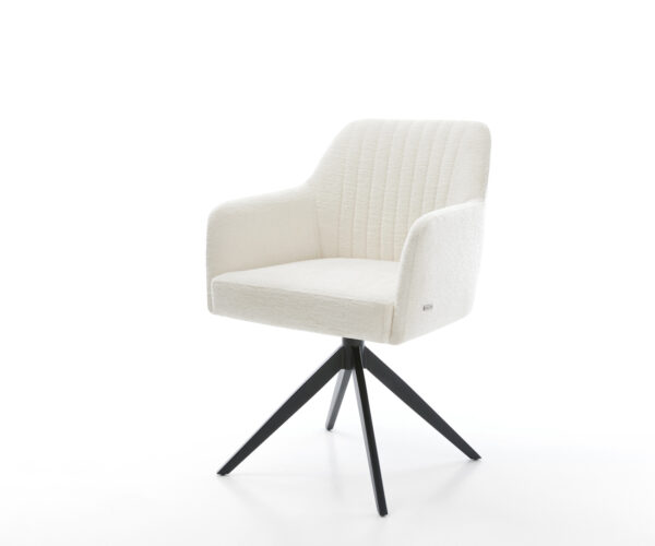 Étkezőszék Greg-Flex bouclé puha bézs kereszt láb széles fekete 360° forgatható billenő zsákrugó