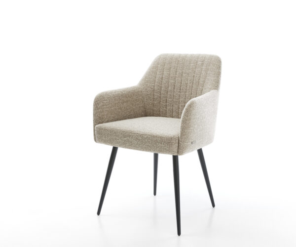 Étkezőszék Greg-Flex szövött szövet puha bézs 4 láb kúpos fekete zsákrugó