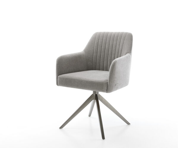 Étkezőszék Greg-Flex strukturált szövet puha szürke kereszt láb széles grafit 360° forgatható billenő funkció zsákrugó