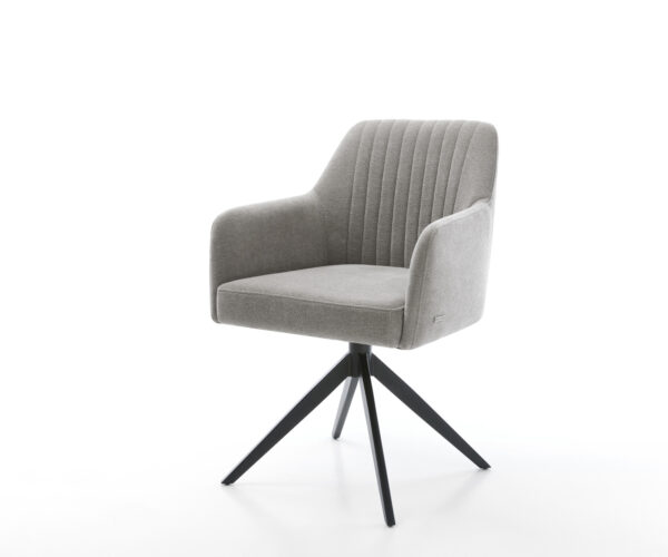 Étkezőszék Greg-Flex strukturált szövet puha szürke kereszt láb széles fekete 360°-ban forgatható billenő funkció zsákrugós matrac