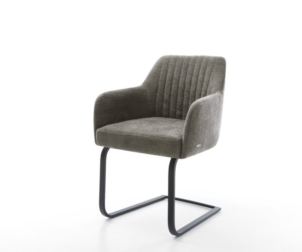 Étkezőszék Greg-Flex bouclé puha sötét bézs konzolos lapos fekete zsákrugós