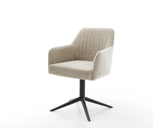 Étkezőszék Greg-Flex szövött szövet puha bézs kereszt láb fekete 360° forgatható billenő zsákrugó