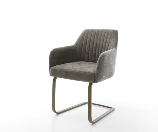 Étkezőszék Greg-Flex bouclé puha sötét bézs konzolos lapos láb titán színű hatású zsákrugós